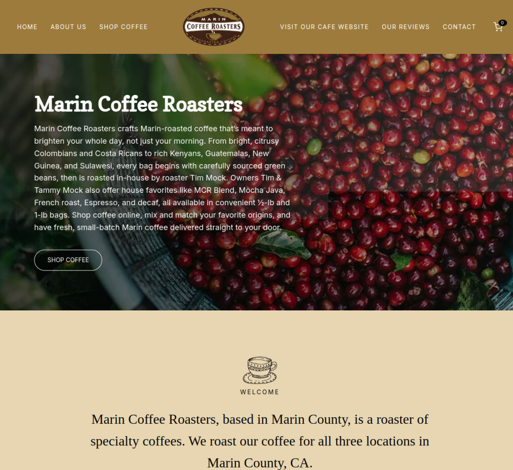 Marin Roasters website