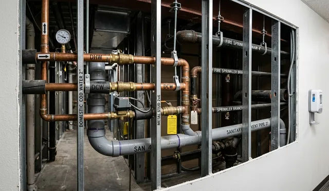 Commercial plumbing service for a business property.