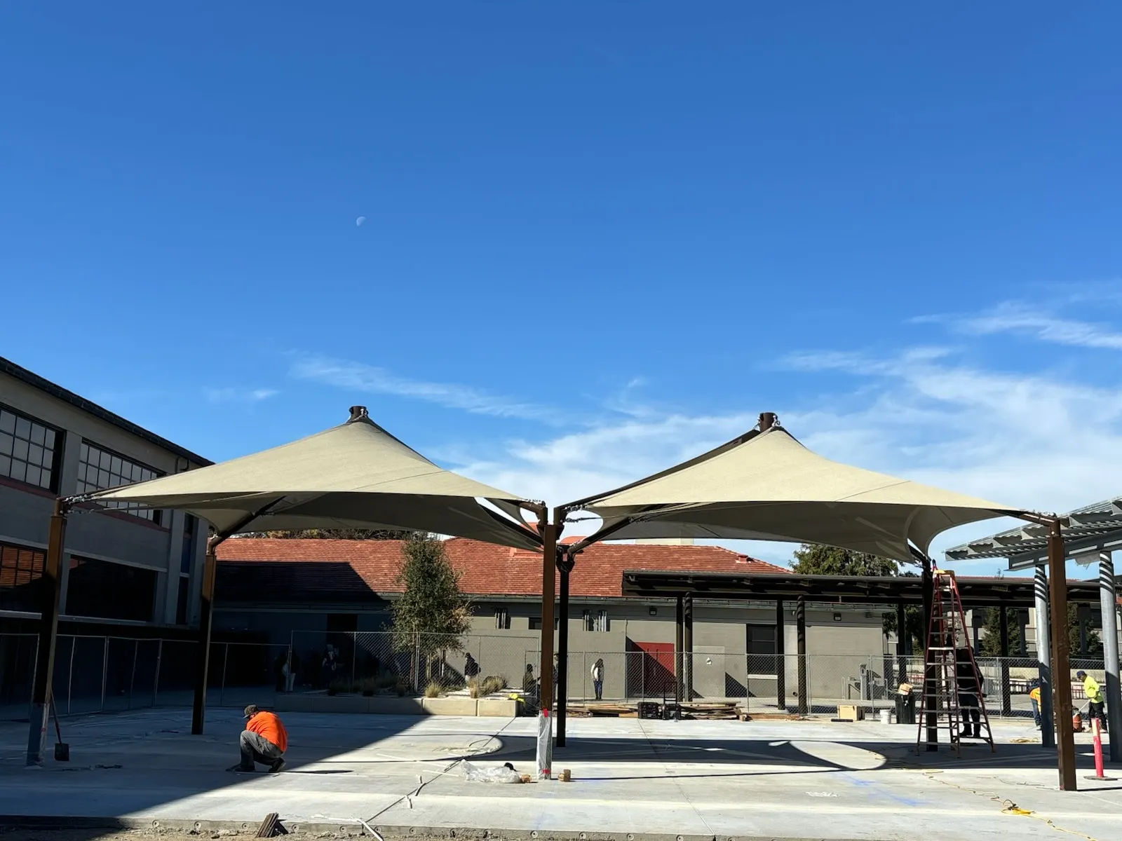 Commercial shade structure and shade canopy installation by Creative Builders