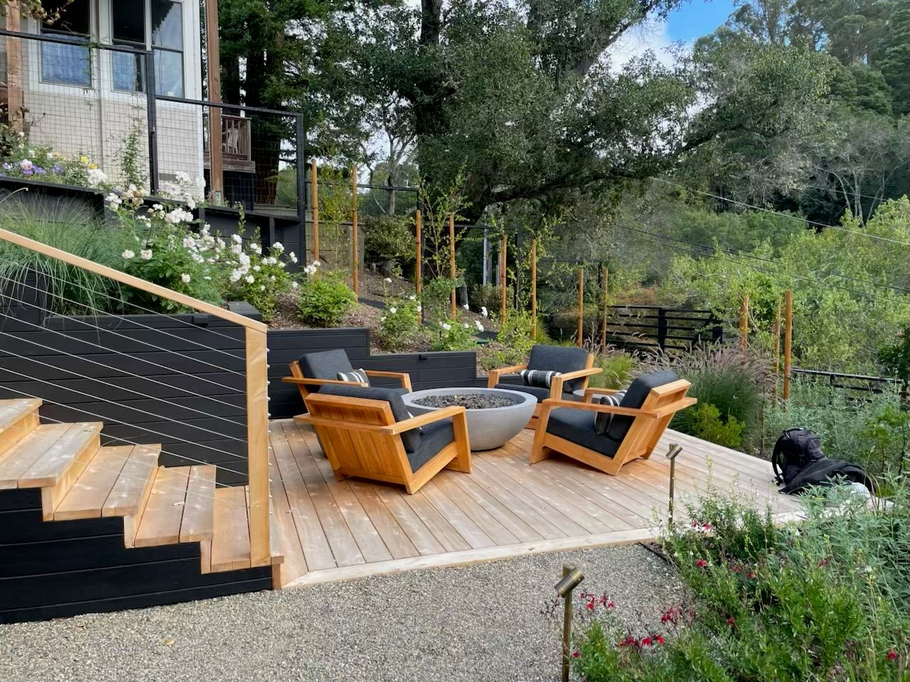 Decking and fencing in outdoor space