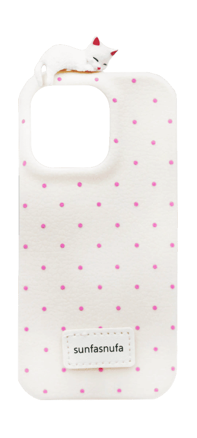 Dot Cat 3D Silicone Case for iPhone 15 Pro Max White