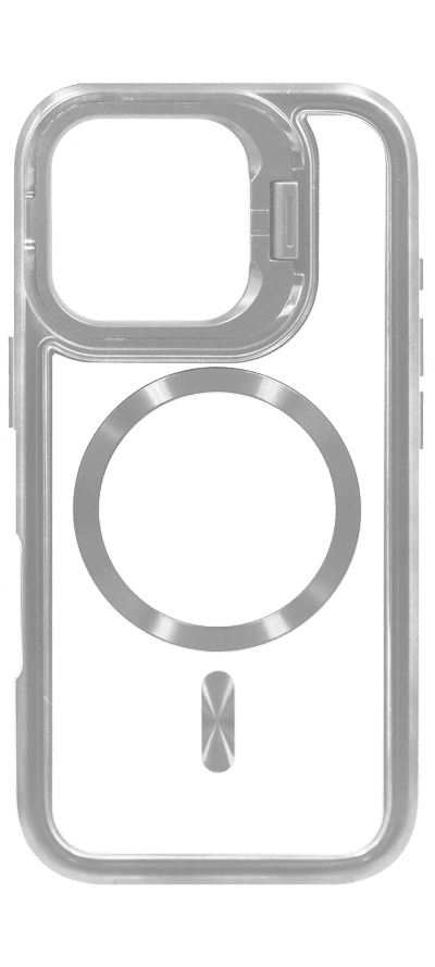 Silicone case Electroplating Magsafe StandCam for iPhone 16 Pro Silver