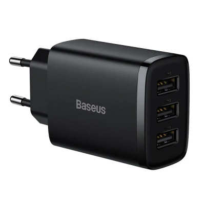 Network Charger 3USB Baseus Compact 17W Black (CCXJ02)