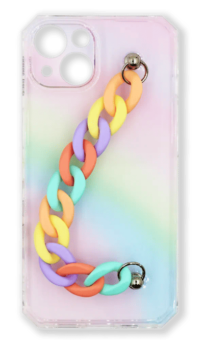 Silicone case Colorfull + Chain for iPhone 14 / 13 Pink