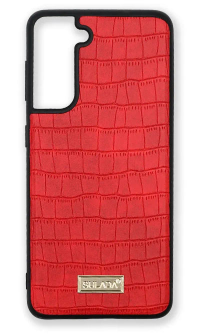 Cover-plate Sulada Crocodile Skin for Samsung S21 Plus SM-G996B Red