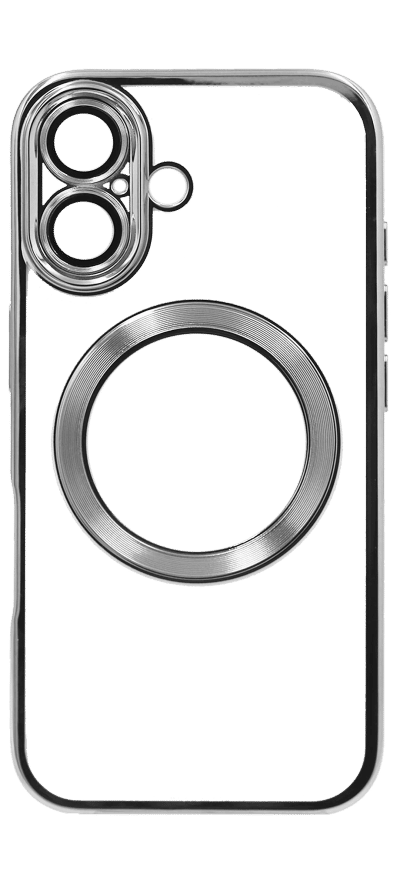 Cover silicone Electroplating Circle for iPhone 16 Plus Silver