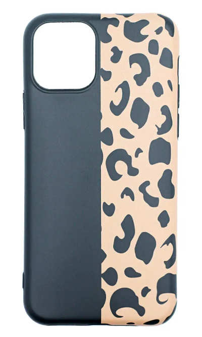 Silicone Case for iPhone Half Leopard 11 Pro Black