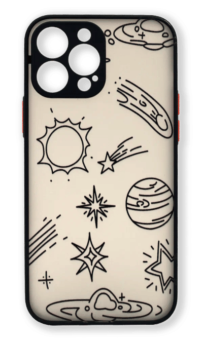 Shadow Matt Stickers Space Sun case for iPhone 13 Pro Max Black