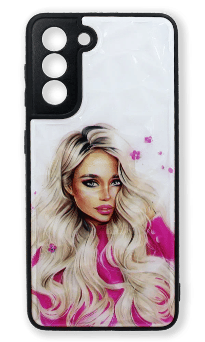 Print Mate + Border Silicon overlay cover for Samsung S22 SM-S901B Girl Pink