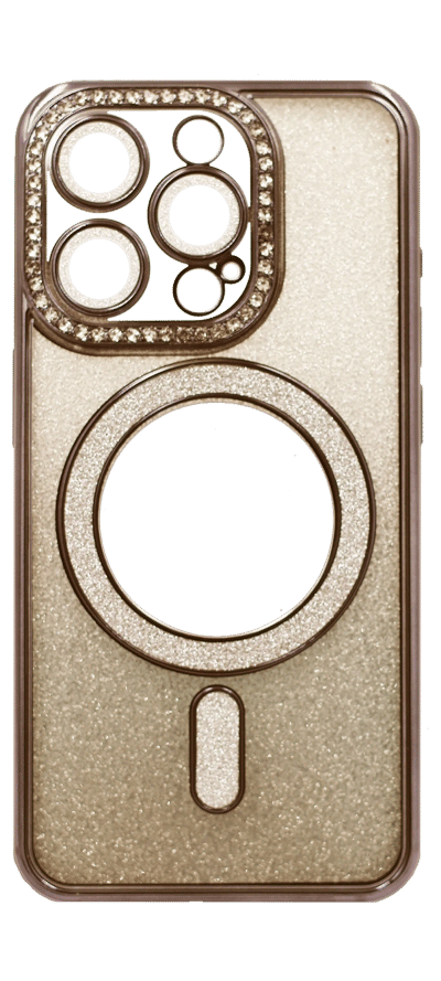 Silicone cover Chrom Border Mirror Magsafe iPhone 15 Pro Max Gold