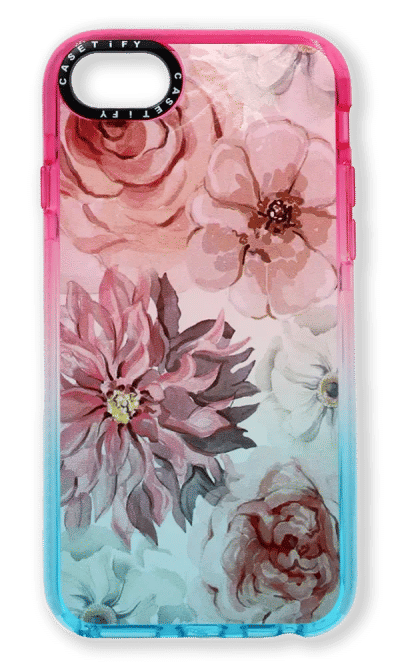 Silicone case Print Border Cute Flowers for iPhone SE2 / 8/7 Pink