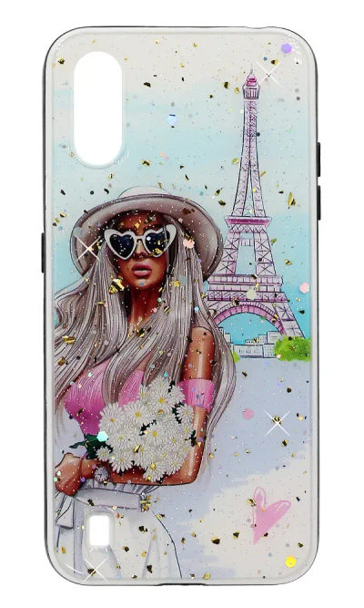 Cover-plate Smoll Sparkles Print for Samsung A01 SM-A015F Paris Girl