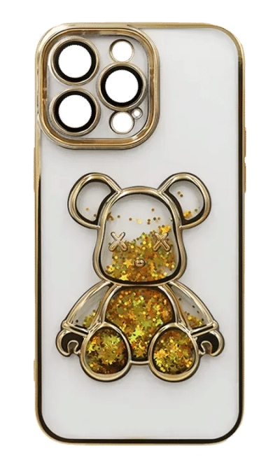 Silicone case Electroplating Liquid Bear for iPhone 15 Pro Max Gold