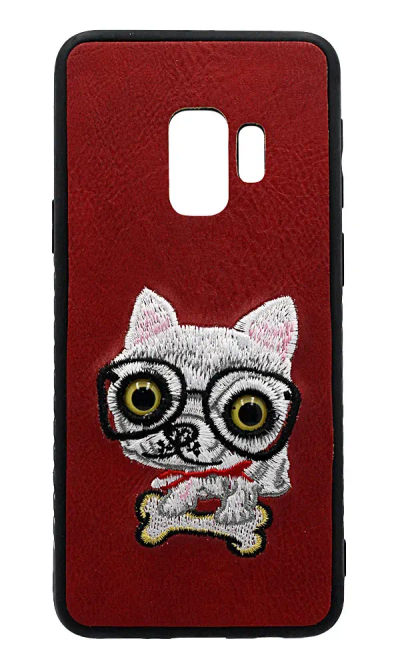 Case-pad Animal Eyes for Samsung S9 SM-G960 Leather Dog Red