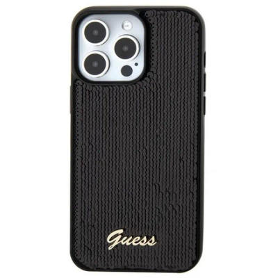 Guess GUHCP15SPSFDGSK iPhone 15 6.1" black hardcase Sequin Script Metal