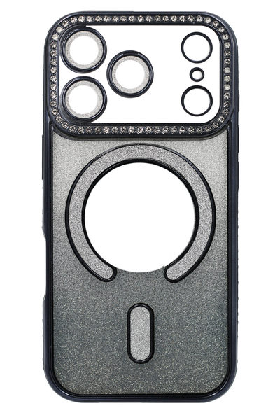 Silicone case Chrom Border Mirror Magsafe iPhone 17 Pro Black