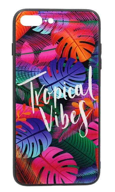 Чохол-накладка Glass Tropical для iPhone 8 / 7 Plus Pink