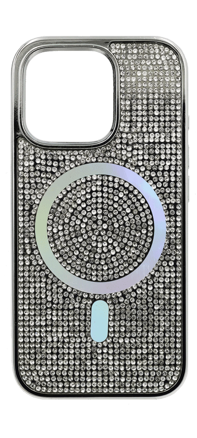 Diamonds Magsafe overlay case for iPhone 16 Pro Max Silver