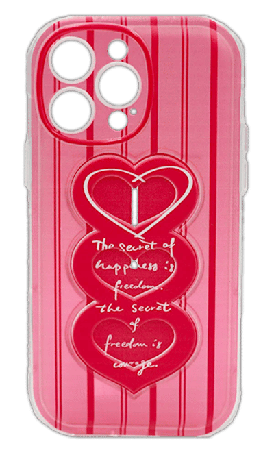Silicone case Heart With Stand for iPhone 14 Pro Pink