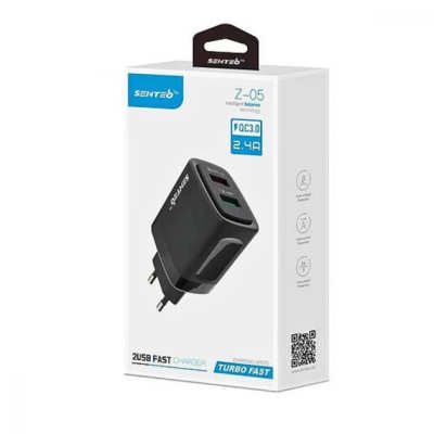 Мережевий Зарядний Пристрій 2USB Senteo Z-05 30W Black