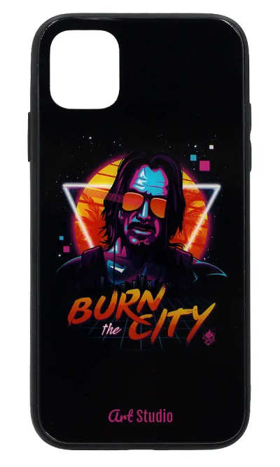 Чохол-накладка Glass Print Burn City для iPhone 11 Black