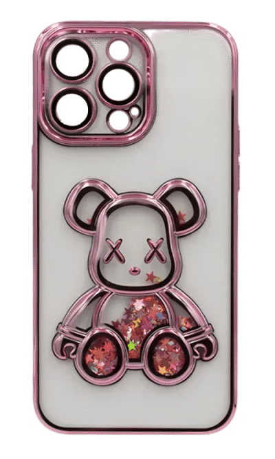 Silicone case Electroplating Liquid Bear for iPhone 14 Pro Pink