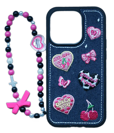 Jeans Nice Girl + Bracelet cover for iPhone 15 Plus / 14 Plus Blue