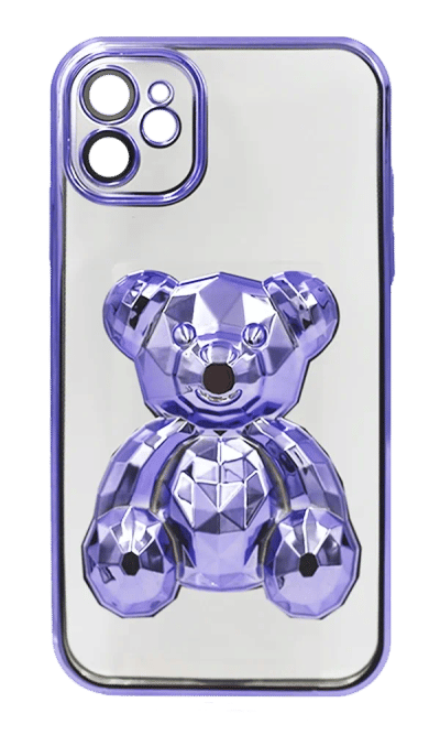 Silicone case Electroplating Bear for iPhone 12 Purple