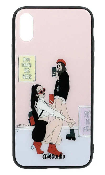 Чохол-накладка Glass Selfi для iPhone X / XS Pink