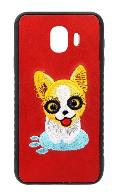 Case-pad Animal Eyes for Samsung J4 2018 SM-J400F Leather Fox Red