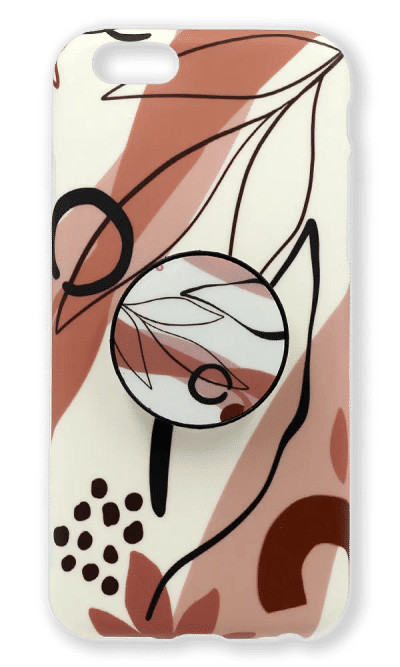 Silicone case Abstraction + PopSocket for iPhone 6 Beige