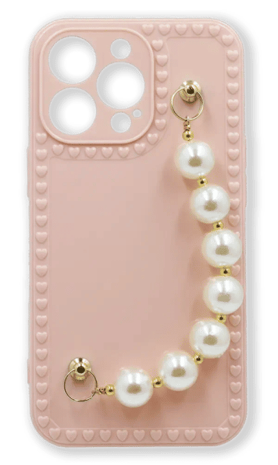 Silicone Pearl Chain Case for iPhone 13 Pro Pink Sand