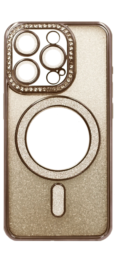 Silicone case Chrom Border Mirror Magsafe iPhone 16 Pro Gold