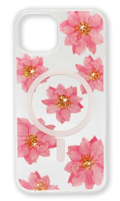 MagSafe Flower cover case for iPhone 14 / 13 Transparent/Pink