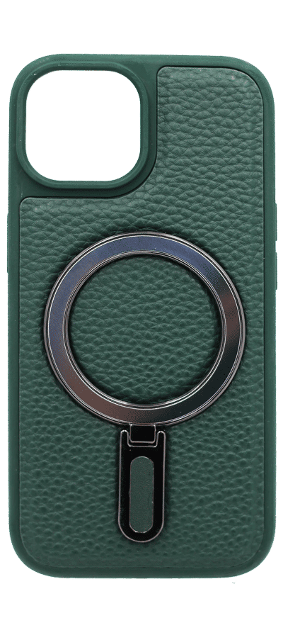 Jinduka Leather Ring MagSafe Case for iPhone 14 / 13 Green