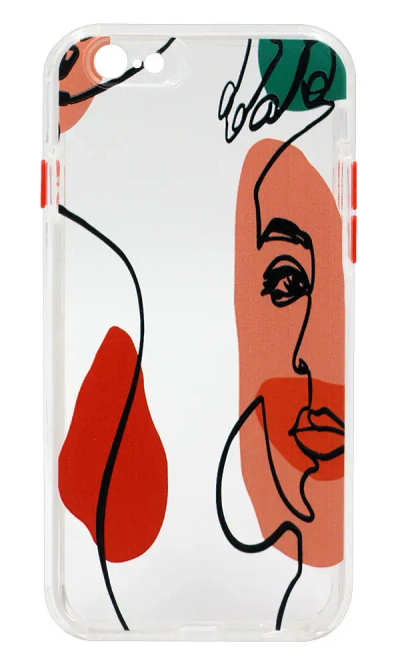Silicone Cover Print Face Line for iPhone 6 Transparent