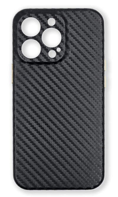Leather Carbon Gold Buttons case for iPhone 13 Pro Max Black