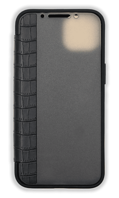 Leather Crocodile book case for iPhone 14 / 13 Black