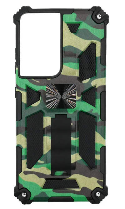 Cover Touch Border Kickstand + Magnet for Samsung S21 Ultra SM-G998B Khaki Green
