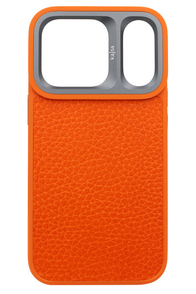 Kajsa Genuine Togo Litchi MagSafe B-ring Case for iPhone 17 Pro Orange 3MS-GLTLC-I17P6.3-OR-O