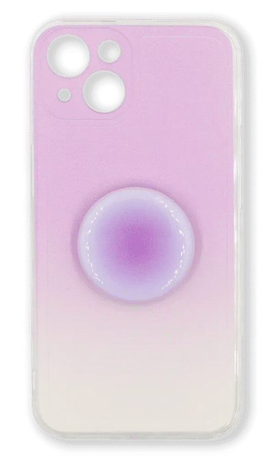 Silicone Soft Color + PopSocket case for iPhone 14 / 13 Purple/Beige