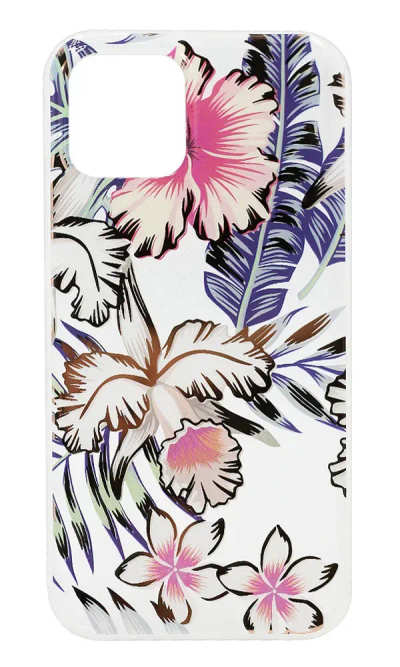 Cover-plate Print Flowers Glitter iPhone for 12 mini Feather