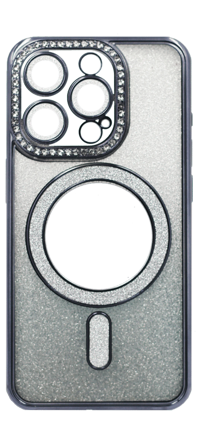 Silicone cover Chrom Border Mirror Magsafe iPhone 15 Pro Max Silver