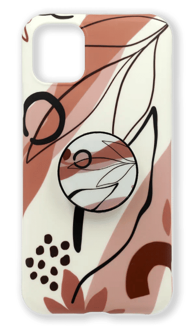 Silicone Abstraction + PopSocket Case for iPhone 11 Beige