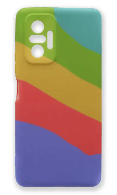 Silicone Case Molan Silicone Rainbow Wave for Xiaomi Redmi Note 10 Pro Green / Violet