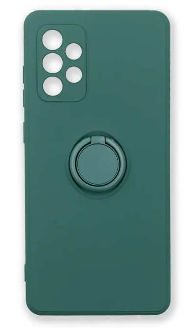 Silicone Case Matte Color Buttons + RingHolder Samsung A72 SM-A725F / A72 A726F Dark Green