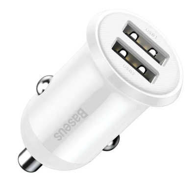 Car Charger 2USB Baseus Grain Pro White (CCALLP-02)
