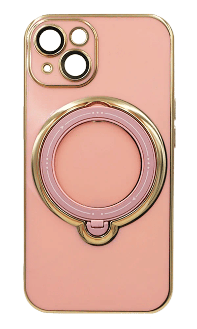 Cover silicone Golden Ring Stand for iPhone 14 / 13 Pink