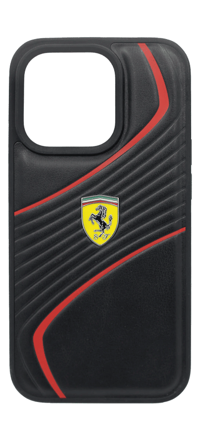 Ferrari Twist Metal Logo Case for iPhone 15 Pro black FEHCP15LPTWK