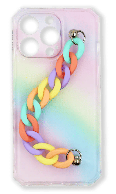 Silicone case Colorfull + Chain for iPhone 13 Pro Pink